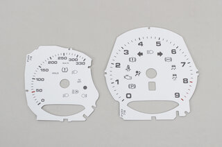 Instrument Face Set 718 Boxster Spyder - White - KPH - Manual - With Logo