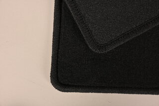 Floor Mat Set 911 / 930 - Jakarta - Black Leather Edging - Black Stitching - Includes Fasteners