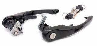 Door handle set with locking cylinder and 2 keys (left/right) - black