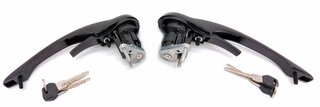 Door handle set with locking cylinder and 2 keys (left/right) - black