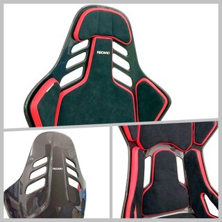 RECARO PODIUM CF, Polsterpads M - Alcantara Schwarz- Leder Rot, mit FIA/ABE, Fahrerseite