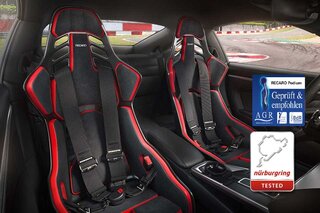RECARO PODIUM CF, Polsterpads M - Alcantara Schwarz- Leder Rot, mit FIA/ABE, Fahrerseite