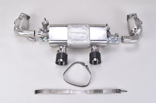 Klappen-Abgasanlage "Brombacher" 991.2, 200 Zellen HD Kats, Carbon-Blenden (nur PSE)