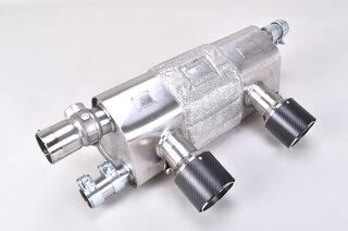 Klappen-Abgasanlage "Brombacher" 991.2, 200 Zellen HD Kats, Carbon-Blenden (nur PSE)
