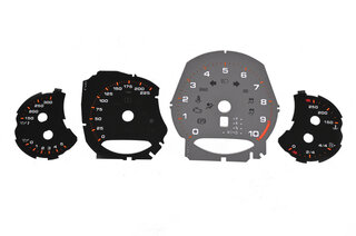 Instrument Face Set 991.2 GT3 RS - Black / Grey Tach - PDK - MPH - OEM Orange Tickmarks