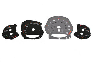 Instrument Face Set 991.2 GT3 RS - Black / Grey Tach - PDK - MPH - OEM Orange Tickmarks