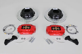 Sport Brake System - Rear - Brembo GT - 4 Piston - Drilled - 345 x 28 mm, caliper red