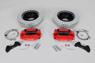 Sport Brake System - Rear - Brembo GT - 4 Piston - Drilled - 345 x 28 mm, caliper red