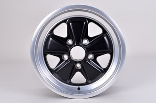 6x16 ET36 Classic-Design Felge Matt Schwarz/Poliert - TÜV