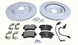 Bremsenservice-Kit komplett - HA Macan Sport (PET 17" - Bremssattel silber, rot, schwarz  )