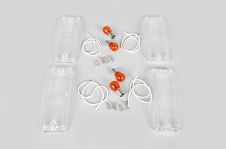 Front Turn Signal Lens Set 911 / 930  1974-89 - Clear - USA - Includes Bulbs