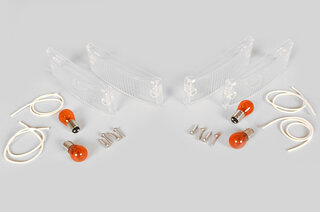 Front Turn Signal Lens Set 911 / 930  1974-89 - Clear - USA - Includes Bulbs