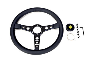 MOMO Steering Wheel - Prototipo 6C - Black Leather / Carbon Spokes / Grey Stitching - 350 mm