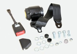 Seat Belt 964 / 993 - Front - Black - With 22cm Buckle + Installation Kit - German Aftermarket