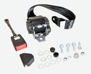 Seat Belt 964 / 993 - Front - Black - With 22cm Buckle + Installation Kit - German Aftermarket