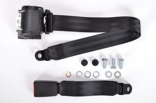 Seat Belt 993 - Rear - Black - 3 Point with 30cm Buckle - German Aftermarket