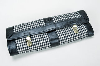 Werkzeugtasche "Pepita Muster Schwarz/Weiß" - Schwarzes Leder - mit Werkzeug