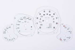 FVD Brombacher Instrument Face Set 991.1 GTS - White - PDK - KPH - 330 KPH - With Logo