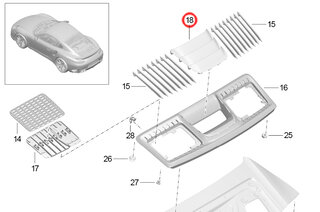 Center Air Inlet Guide 991.2 Turbo / S - Rear Decklid Ventilation Grille - Prime Coated
