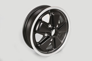 Fuchs Replica Wheel - 4.5 x 15 ET 42 - Classic - Satin Black + Machined Lip - TÜV Approved