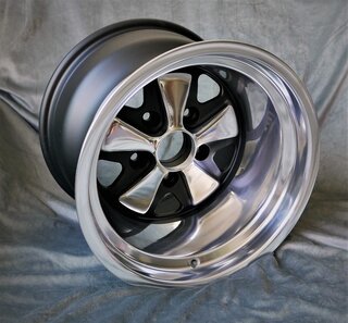 Fuchs Replica Wheel - 11 x 15 ET -27 - RSR - Satin Black Inset + Polished Spokes + Lip - With TÜV