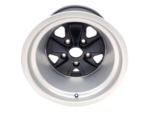 Fuchs Replica Wheel - 11 x 15 ET27 - Classic - Satin Black + Machined Lip - TÜV Approved