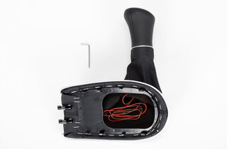 Schaltsack Leder schwarz, Naht schwarz Schaltknauf Mod. 986/996 (6 Gang) weiß beleuchtet