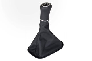 Schaltsack Leder schwarz, Naht schwarz und Schaltknauf Mod. 993 (6-Gang) weiß beleuchtet