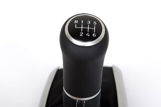 Schaltsack Leder schwarz, Naht weiss Schaltknauf Mod. 986/996 weiß beleuchtet (6-gang)