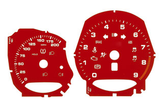 Instrument Face Set 981 Cayman GT4 - Guards Red - Manual - MPH - 200 MPH - With Logo