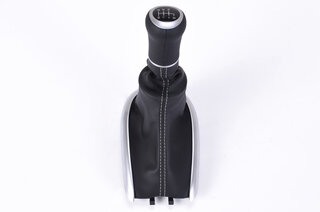 Schaltsack Leder schwarz, Naht weiss Schaltknauf Mod. 986/996 (6-gang)