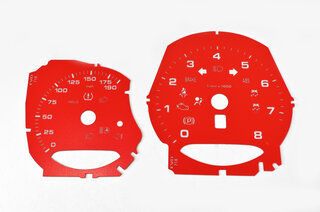 Jeu fonds de compteurs rouge indien 718 Boxster S / Cayman S - bte manu.- MPH - Fahrenheit