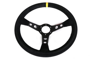 GT2 Steering Wheel Kit - Black Suede - Yellow Indicator - ø 350 mm - For Models With AB