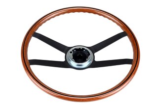 Wood Steering Wheel Ø 400 mm - 4 Spokes Black - Without Horn Button - 911 / 912 / 914