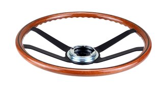 Wood Steering Wheel Ø 400 mm - 4 Spokes Black - Without Horn Button - 911 / 912 / 914