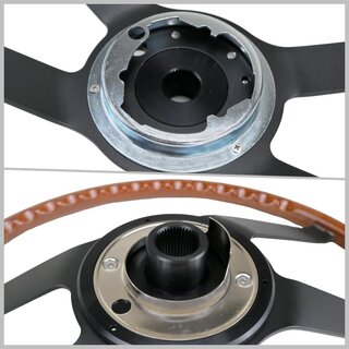 Wood Steering Wheel Ø 400 mm - 4 Spokes Black - Without Horn Button - 911 / 912 / 914