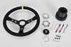 Lenkrad MOMO Wildleder schwarz (ohne TÜV), incl Rückrüstadapter und Hupenknopf
