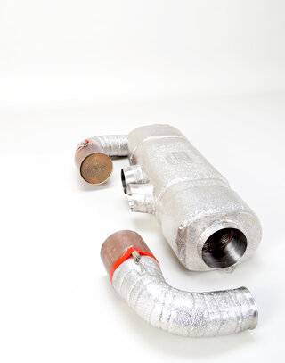 Exhaust System Race 997 GT3 Cup "M&M" with 100 cell cat, stainless steel, with tips 2x76mm