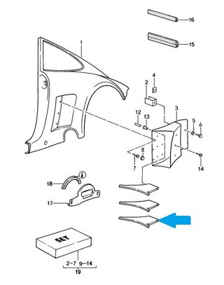 Rear Fender Intake Rib 930 Turbo Flachbau (Slant Nose) - Left Lower - NOS