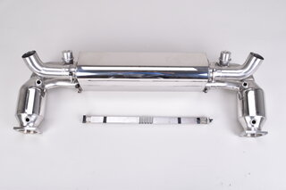 Silencieux sport "Brombacher" 997.2 turbo, à clapets avec cata.sport 200 cellules inox