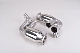 Silencieux sport "Brombacher" 997.2 turbo, à clapets avec cata.sport 200 cellules inox