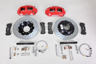 Sport Brake System - FRONT - BREMBO GT - 6 Piston - Drilled - Size 355 x 32 mm, Caliper red