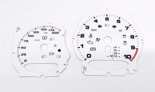 Instrument Face Set 718 GT4 RS - White - PDK - MPH - with Logo - with orange Tick Marks