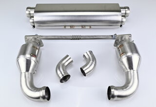 Sport Muffler 996 TT/GT2 "Brombacher"  (TÜV Version), Stainless Steel, 200 Cell Sport Cats