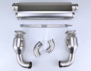Sport Muffler 996 TT/GT2 "Brombacher"  (TÜV Version), Stainless Steel, 200 Cell Sport Cats