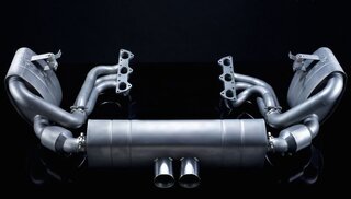 Abgasanlage "Brombacher" TITAN 997 GT3, 200Zeller, 2x90mm Endrohr Export