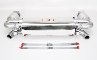 Silencieux sport "Brombacher" 997 turbo, à clapets avec cata.sport 200 cellules (TUV) inox