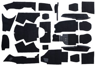 Teppichsatz komplett 964 C2/4 Feinvelour schwarz 24teilig - für Fzg. mit Teilleder-Ausstattung
