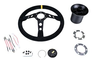 Lenkrad MOMO Wildleder schwarz (ohne TÜV), incl Rückrüstadapter und Hupenknopf