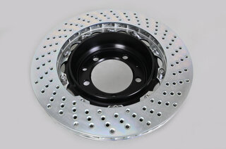 Brembo-Sport System GT (4-Kolben) 345x28mm, HA gelochte Scheiben - Bremssattel Rot